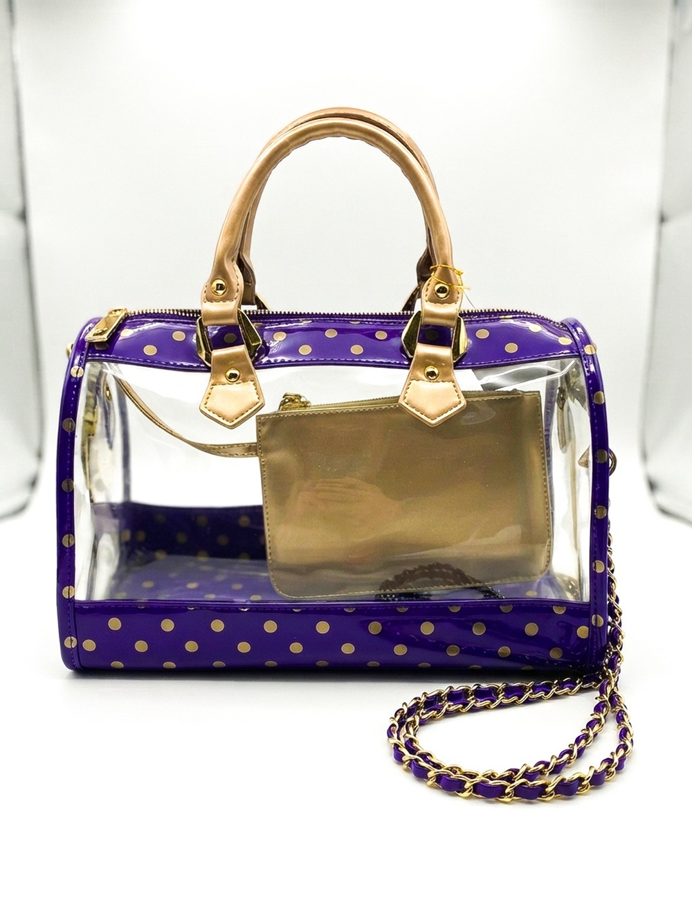 Stadium approved CLEAR bag NWT DustBag bagcharm incl. purple gold Upcycled strap